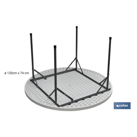 MESA REDONDA PLEGABLE BLANCA 120x74cm