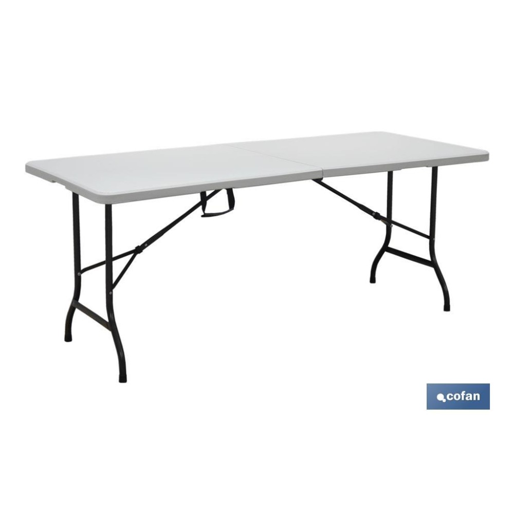 MESA PLEGABLE RECTANGULAR BLANCA CON BLOQUEO DE SEGURIDAD 180x75x72 CM