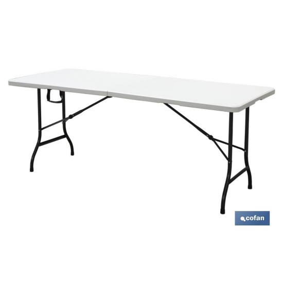 MESA PLEGABLE RECTANGULAR BLANCA CON BLOQUEO DE SEGURIDAD 180x75x72 CM
