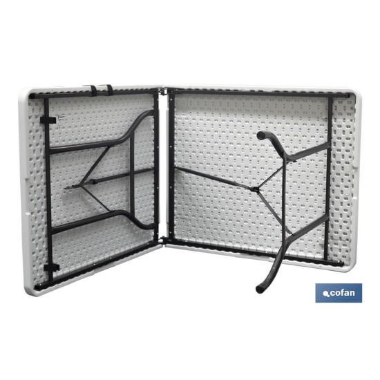 MESA PLEGABLE RECTANGULAR BLANCA CON BLOQUEO DE SEGURIDAD 180x75x72 CM