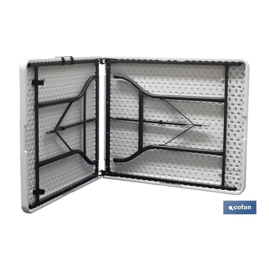MESA PLEGABLE RECTANGULAR BLANCA CON BLOQUEO DE SEGURIDAD 180x75x72 CM