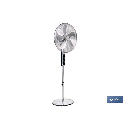 VENTILADOR DE PIE OSCILANTE GRIS METALIZADO OSCILANTE CON 3 VELOCIDADES Y TEMPORIZADOR Ø45 CM 70 W