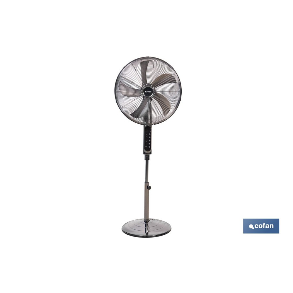 VENTILADOR DE PIE OSCILANTE GRIS PLOMO OSCILANTE CON 3 VELOCIDADES Y TEMPORIZADOR Ø45 CM 70 W