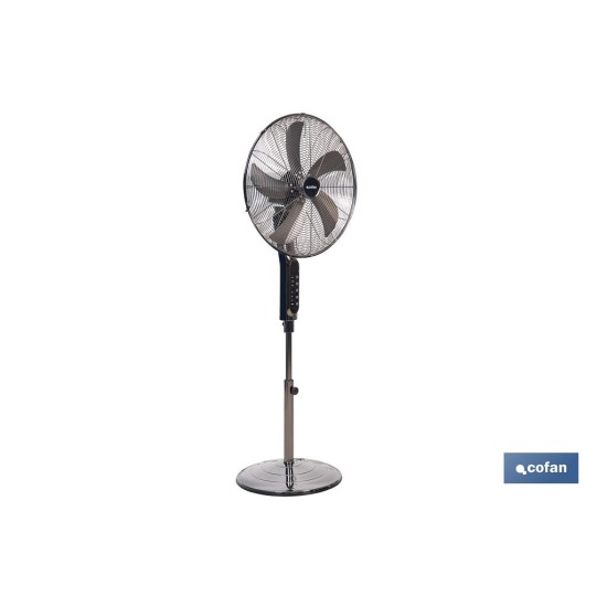 VENTILADOR DE PIE OSCILANTE GRIS PLOMO OSCILANTE CON 3 VELOCIDADES Y TEMPORIZADOR Ø45 CM 70 W