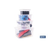 PACK DE 4 CAJAS DE ALMACENAJE TRANSPARENTES 4 L + 8 L + 15 L + 26 L