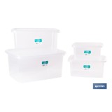 PACK DE 4 CAJAS DE ALMACENAJE TRANSPARENTES 4 L + 8 L + 15 L + 26 L