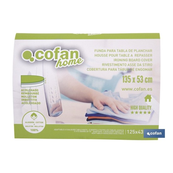 FUNDA ACOLCHADA PARA TABLA DE PLANCHAR 135 X 53 CM RAMAS GRIS BITONAL