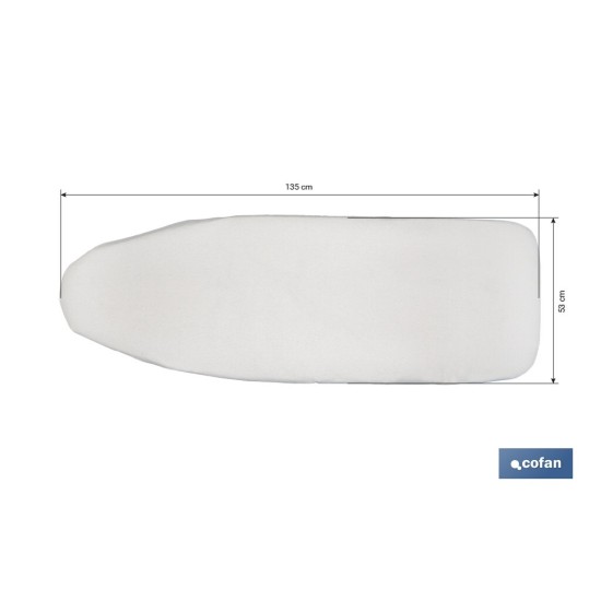 FUNDA ACOLCHADA PARA TABLA DE PLANCHAR 135 X 53 CM  GRIS METALIZADO
