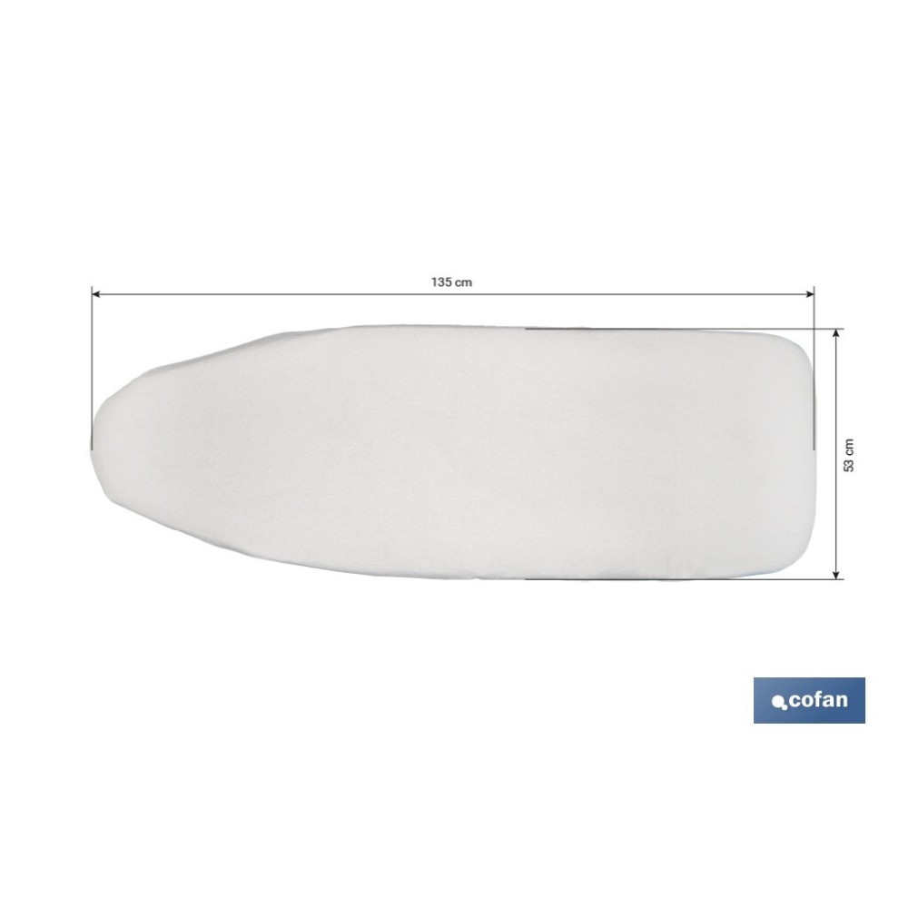 FUNDA ACOLCHADA PARA TABLA DE PLANCHAR 135 X 53 CM  GRIS METALIZADO