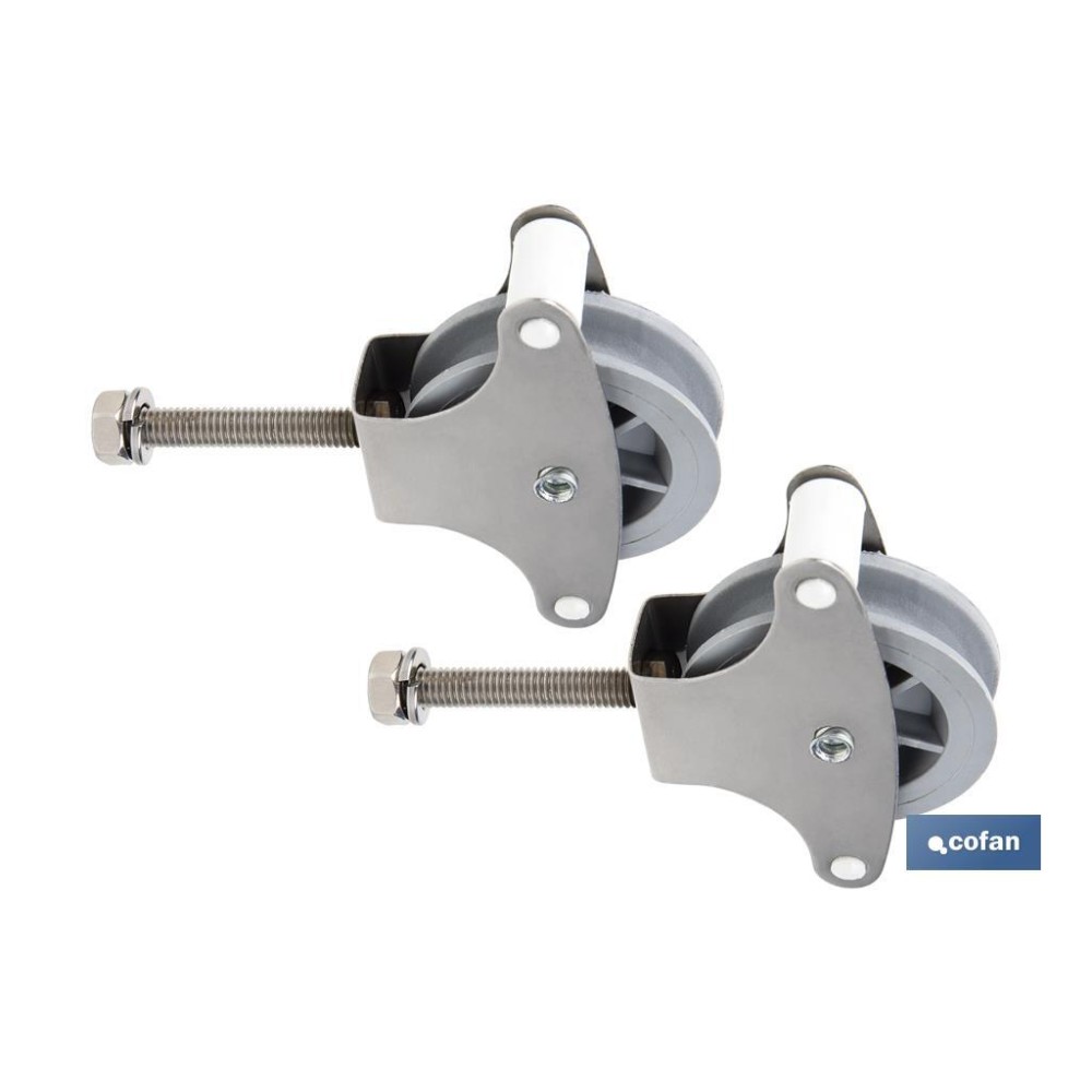 PACK 2 POLEAS PARA TENDEDERO ACERO INOXIDABLE 304  ROLDANA 4 CM