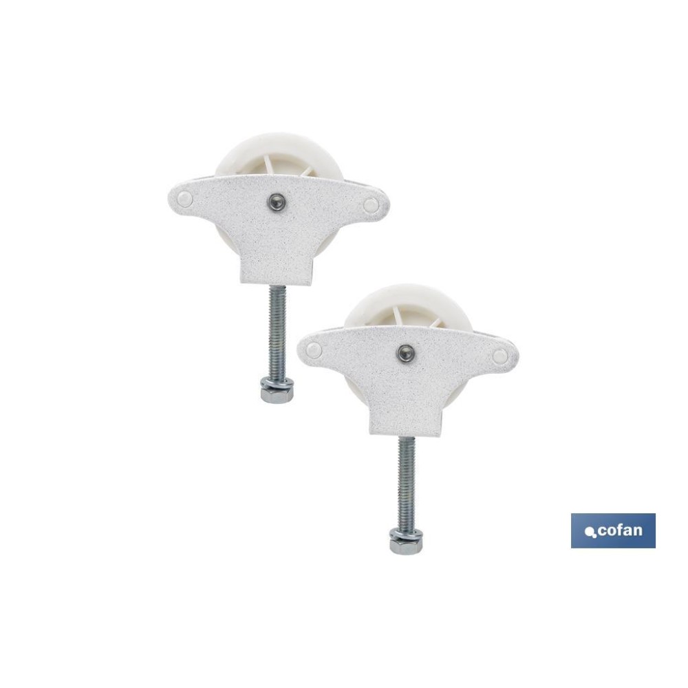 PACK 2 POLEAS PARA TENDEDERO COLOR BLANCO  ROLDANA 4 CM