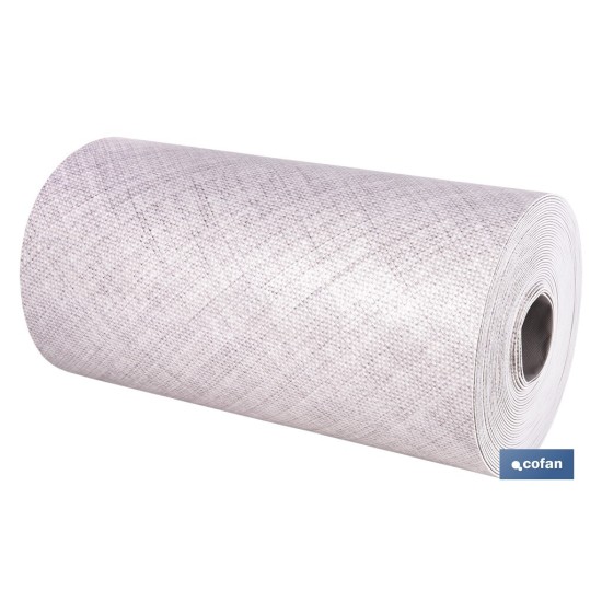 ROLLO DE ALFOMBRA VINÍLICA CON EFECTO JASPEADO GRIS CLARO 84% VINILO 16% POLIÉSTER 52 CM X 20 M