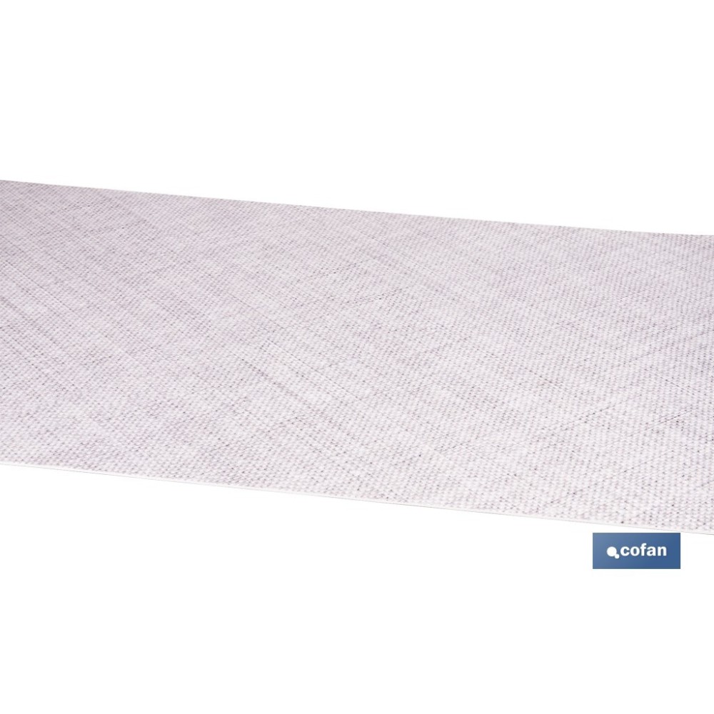 ROLLO DE ALFOMBRA VINÍLICA CON EFECTO JASPEADO GRIS CLARO 84% VINILO 16% POLIÉSTER 52 CM X 20 M