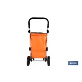 CARRO DE LA COMPRA NARANJA Y NEGRO ABATIBLE DE ALUMINIO CON 6 RUEDAS GIRATORIAS 53 L