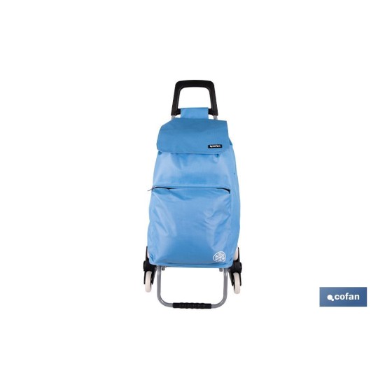 CARRO DE LA COMPRA AZUL PLEGABLE DE HIERRO CON 6 RUEDAS SUBE ESCALERAS 42 L