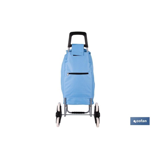 CARRO DE LA COMPRA AZUL PLEGABLE DE HIERRO CON 6 RUEDAS SUBE ESCALERAS 42 L