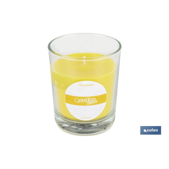 VELA AROMÁTICA DE CITRONELA EN VASO TRANSPARENTE 120 G