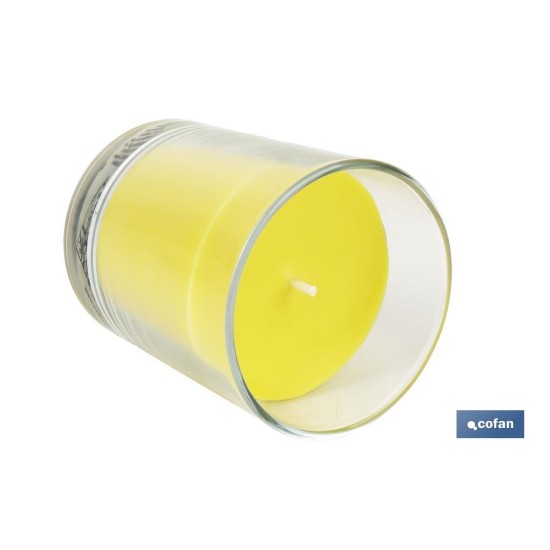 VELA AROMÁTICA DE CITRONELA EN VASO TRANSPARENTE 120 G