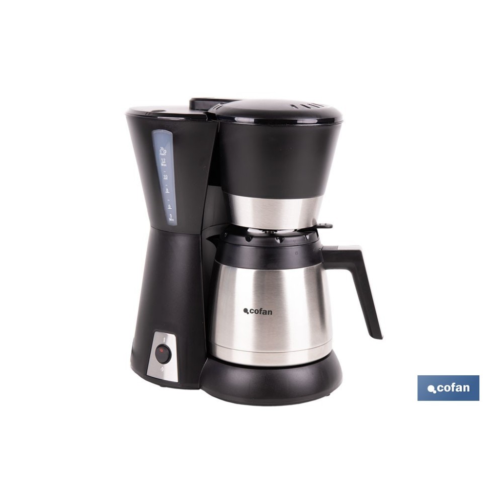 CAFETERA ELÉCTRICA DE GOTEO CON JARRA TERMO 800 W 12 TAZAS 1,2 L