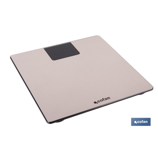 BÁSCULA DE BAÑO DIGITAL DE COLOR PIEDRA CON PANTALLA LED 30 X 30 X 2,2 CM