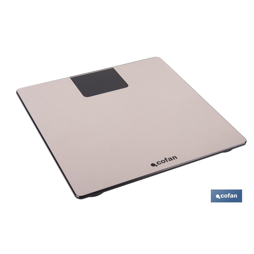 BÁSCULA DE BAÑO DIGITAL DE COLOR PIEDRA CON PANTALLA LED 30 X 30 X 2,2 CM