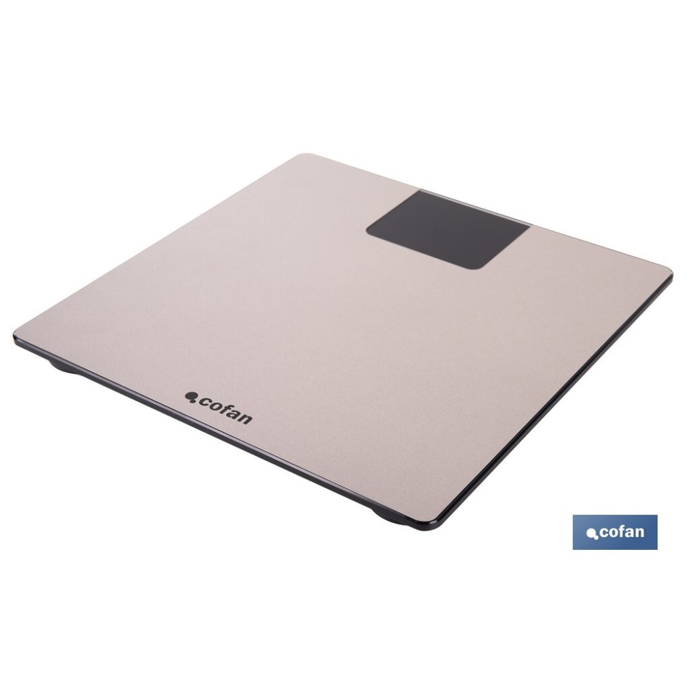 BÁSCULA DE BAÑO DIGITAL DE COLOR PIEDRA CON PANTALLA LED 30 X 30 X 2,2 CM