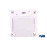 BÁSCULA DE BAÑO DIGITAL BLANCA CON PANTALLA LCD, USB Y MEDICIÓN IMC DE GRASA VISCERAL 30 X 30 X 2,2 CM