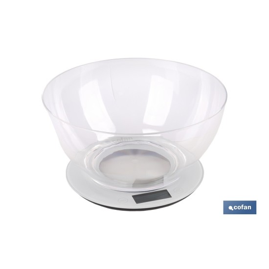 BÁSCULA DE COCINA DIGITAL CON CUENCO DE CAPACIDAD 3,8 L 10 KILOS Ø25,5 X 14 CM