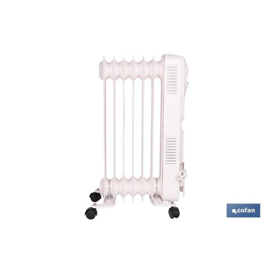 RADIADOR DE ACEITE CON TERMOSTATO REGULABLE Y VENTILADOR 7 ELEMENTOS 1500 W