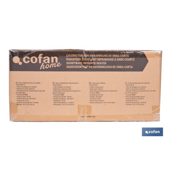 CALEFACTOR ONDA CORTA DE INFRARROJOS 1500/3000 W