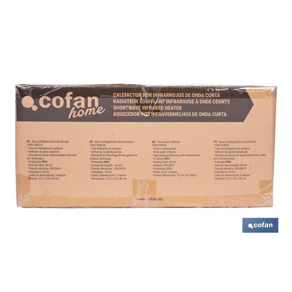 CALEFACTOR ONDA CORTA DE INFRARROJOS 1500/3000 W