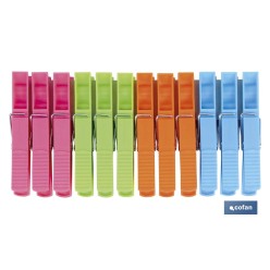 PACK 12 UDS PINZAS PLÁSTICO GRANDES 9cm
