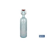BOTELLA DE VIDRIO TRANSPARENTE AZUL CLARO CON CIERRE DE ESTRIBO 1 L