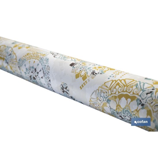 ROLLO DE MANTEL ANTIMANCHAS MOSAICO CÁLIDO 1,40 X 20 M