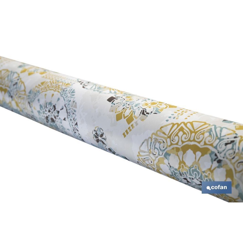 ROLLO DE MANTEL ANTIMANCHAS MOSAICO CÁLIDO 1,40 X 20 M