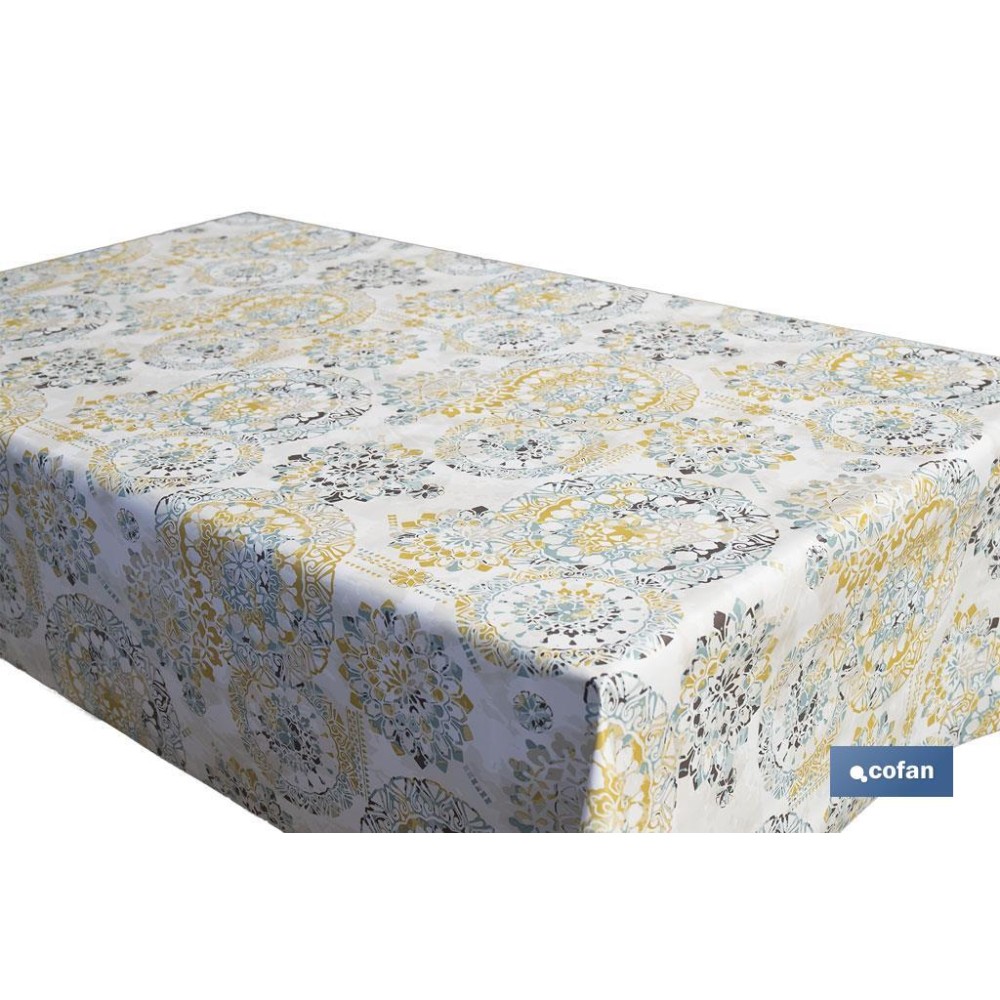 ROLLO DE MANTEL ANTIMANCHAS MOSAICO CÁLIDO 1,40 X 20 M