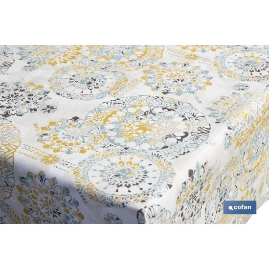 ROLLO DE MANTEL ANTIMANCHAS MOSAICO CÁLIDO 1,40 X 20 M