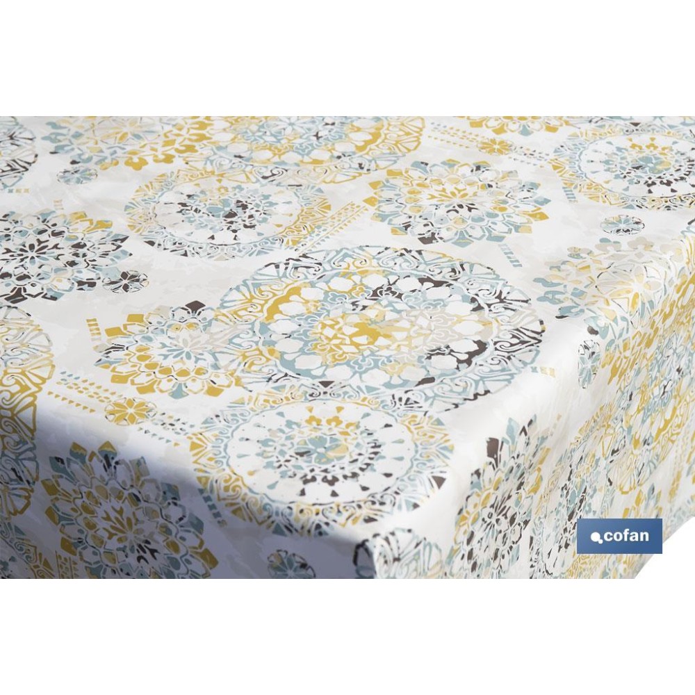 ROLLO DE MANTEL ANTIMANCHAS MOSAICO CÁLIDO 1,40 X 20 M
