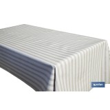 ROLLO DE MANTEL ANTIMANCHAS DE RAYAS BEIGE Y BLANCO 1,40 X 20 M