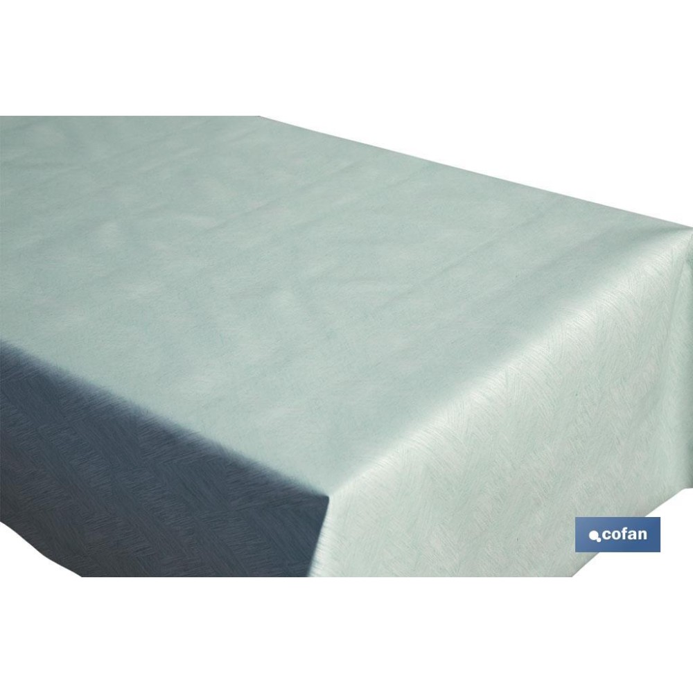 ROLLO DE MANTEL ANTIMANCHAS RESINADO TURQUESA 60 % ALGODÓN, 40 % POLIÉSTER 1,40 X 20 M