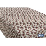 ROLLO DE MANTEL ANTIMANCHAS RESINADO 50% ALGODON/50% POLIESTER. ROSAS 1,40 x 25 M