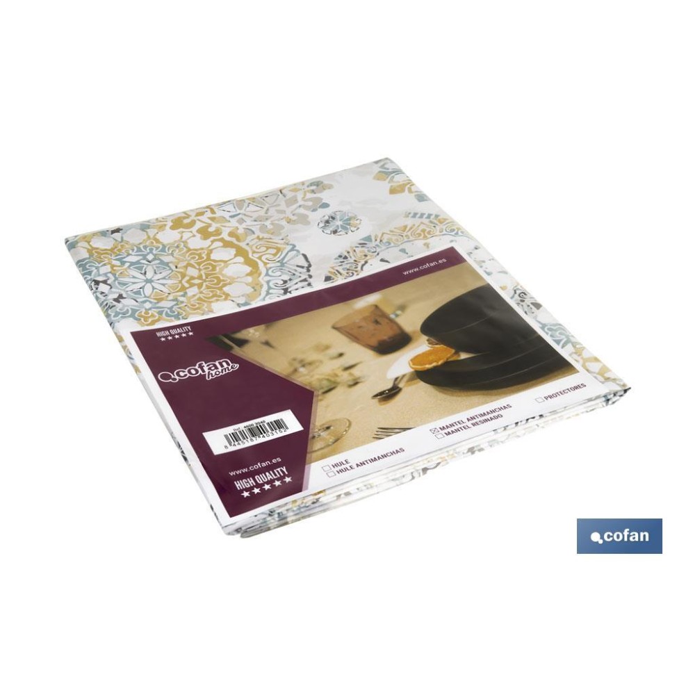 MANTEL ANTIMANCHAS MOSAICO CALIDO 1,40 X 2,50