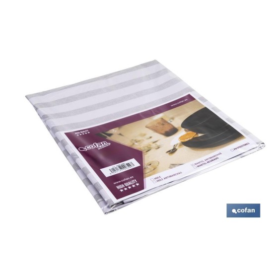 MANTEL ANTIMANCHAS RAYAS BEIGE Y BLANCAS   1,40 X 1,80