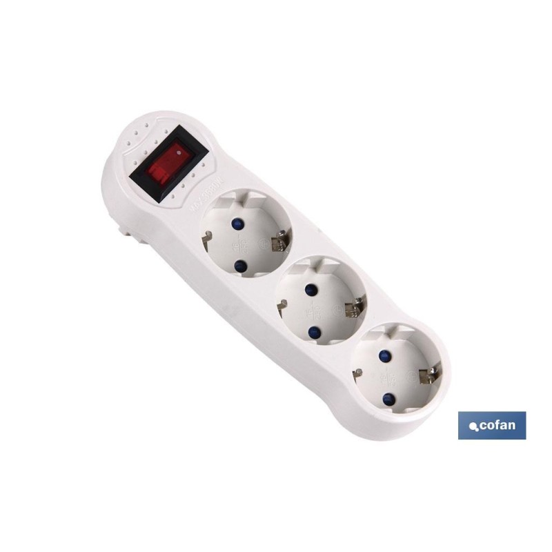 ADAPTADOR 3 VIAS FRONTAL SCHUKO CON INTERRUPTOR (3.500W)