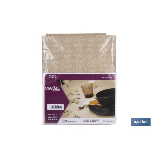 MANTEL ANTIMANCHAS RESINADO TEXTURA BEIGE  1,40 x 1,80m