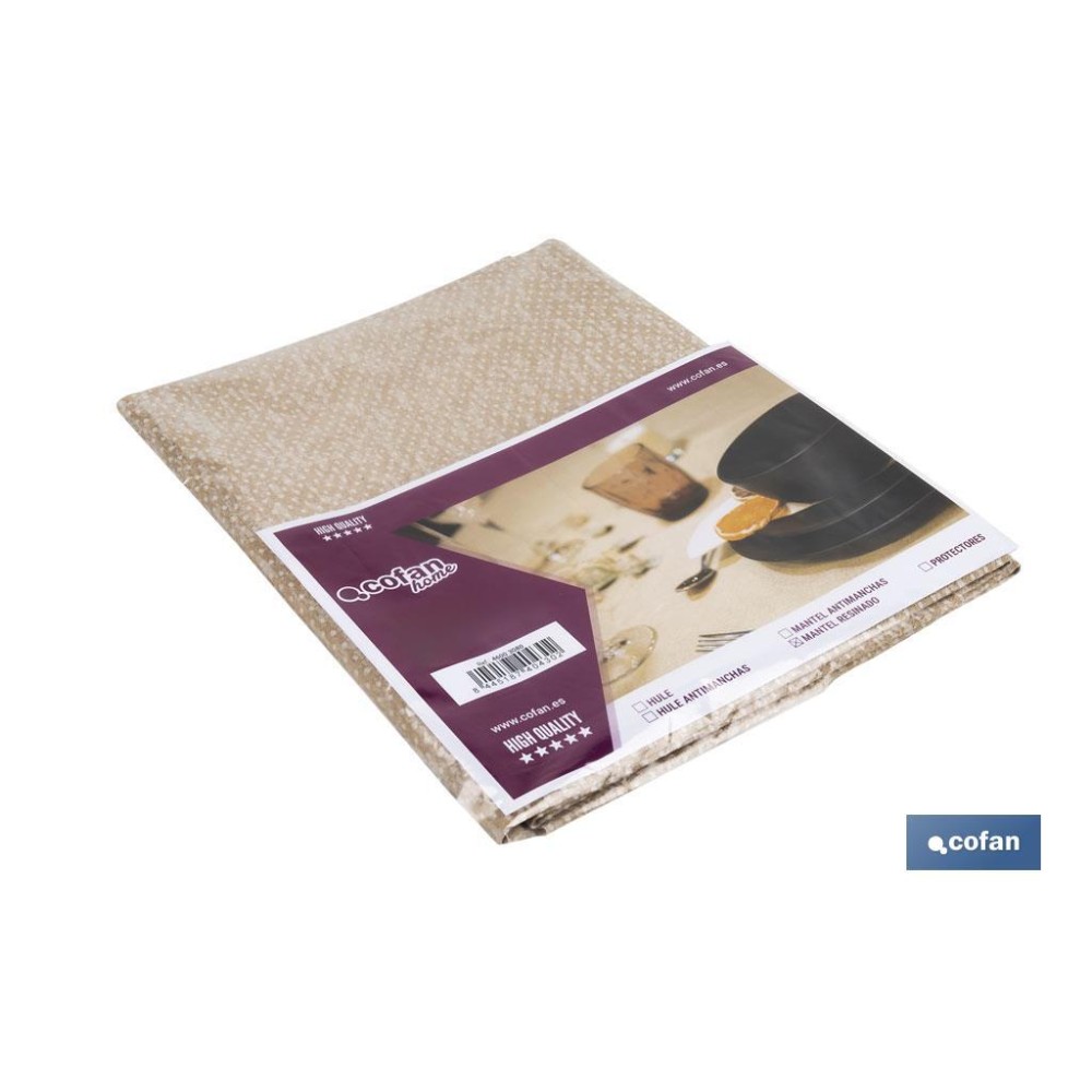 MANTEL ANTIMANCHAS RESINADO TEXTURA BEIGE  1,40 x 2,00m