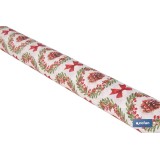 ROLLO DE MANTEL RESINADO ANTIMANCHAS LAZOS Y PIÑAS 75% ALGODÓN 25% POLIÉSTER 1,40 X 15 M