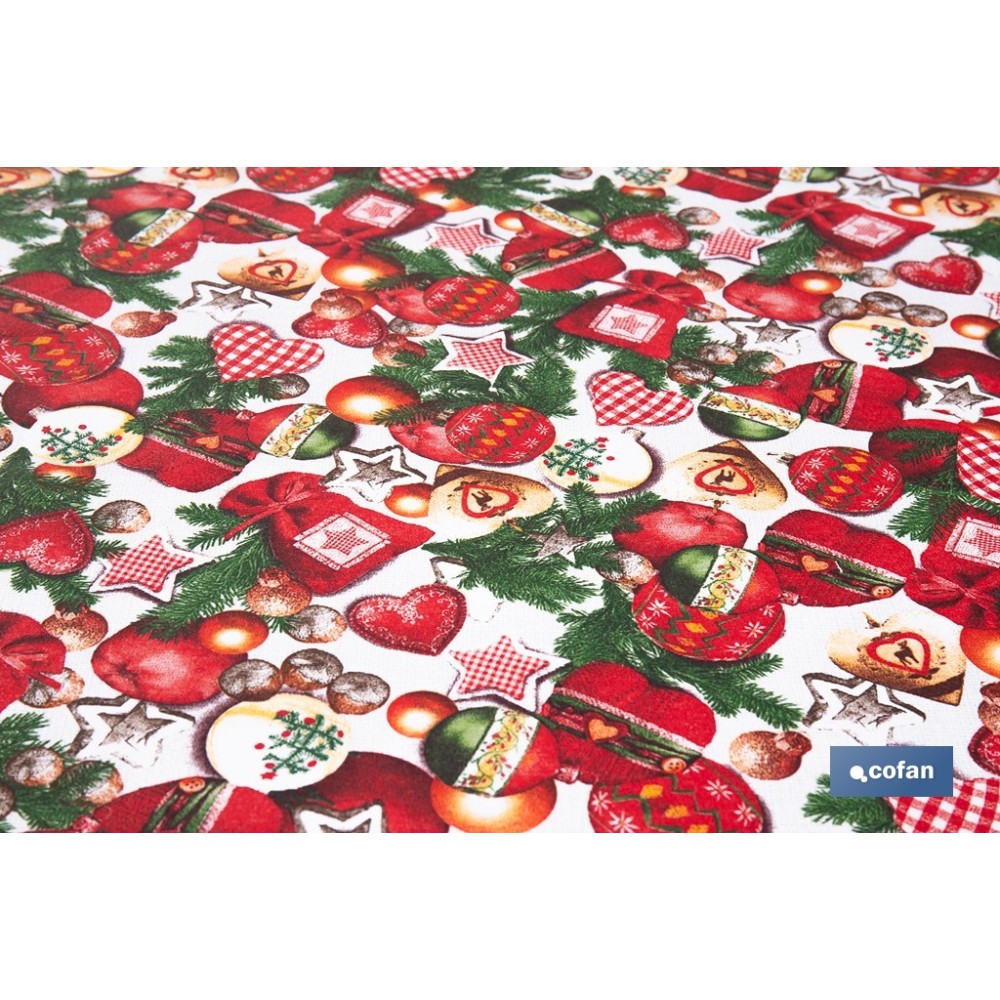 ROLLO DE MANTEL RESINADO ANTIMANCHAS ENCANTO NAVIDEÑO 75% ALGODÓN 25% POLIÉSTER 1,40 X 15 M