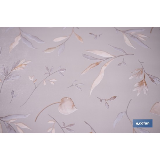 ROLLO DE HULE DISEÑO BOTÁNICO CON RAMAS DORADAS 1,40 X 20 M