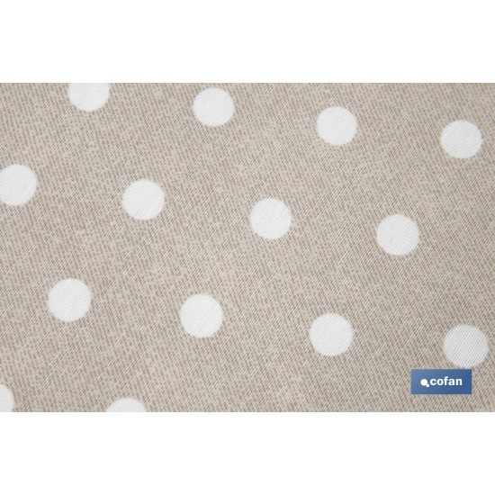 MANTEL REDONDO TOPOS LINO ANTIMANCHAS RESINADO CONFECCIONADO 50% ALGODÓN 50% POLIESTER 1,40 M